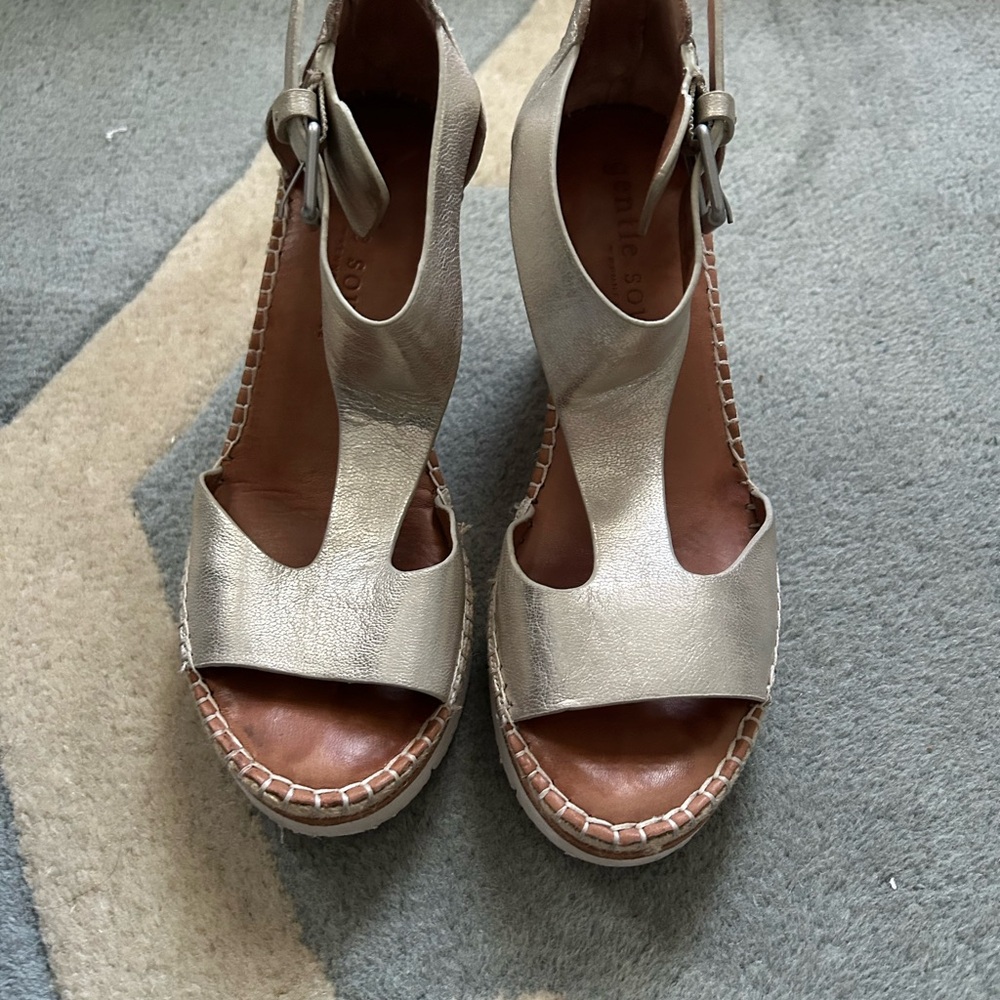 Gentle Souls Metallic Espadrille Sandals